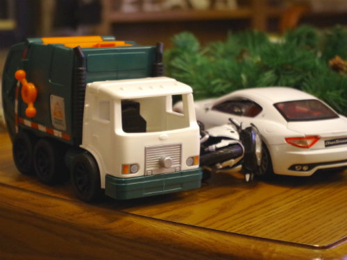 Toy cars on the coffee table