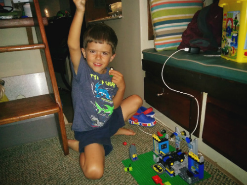 Carter still got plenty of presents from home, the start of a Lego collection!