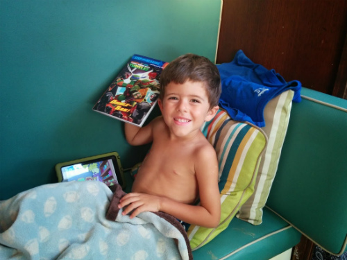 My sister Melissa got Carter a set of Ninja Turtle books. Now I just have to manage my time to read them.