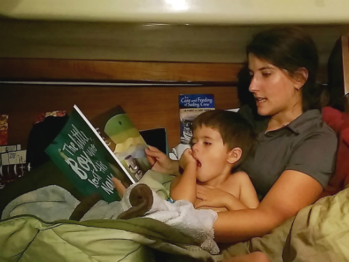 We got Carter a custom book called "The Little Boy Who Lost His Name". This is us reading it just before he finds out it is about him.