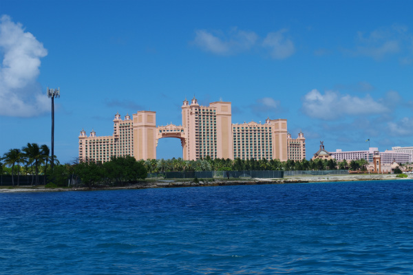 The view of the Atlantis resort from the harbor