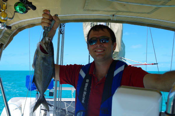 Our first fish was a black fin tuna!
