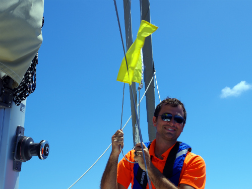 Dan raising the quarantine flag.