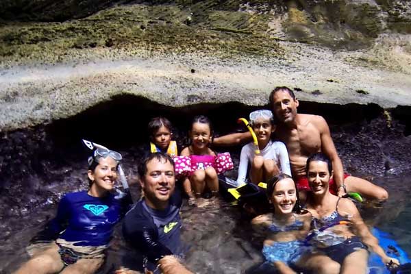 The whole crew on our visit to Thunderball Grotto.