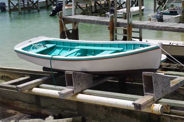 Picturesque handmade boats were in abundance on Man-O-War Cay.